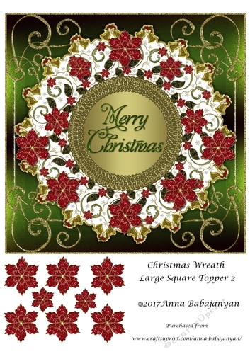 Christmas Wreath Large Square Topper 2