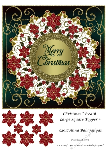 Christmas Wreath Large Square Topper 3