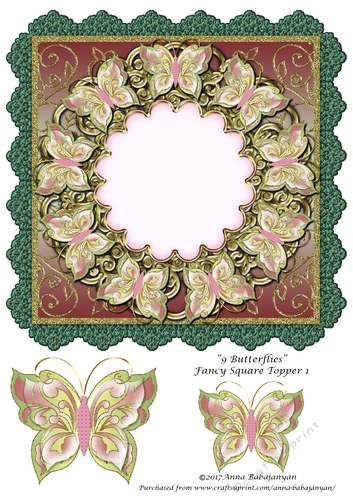 9 Butterflies Fancy Square Topper 1