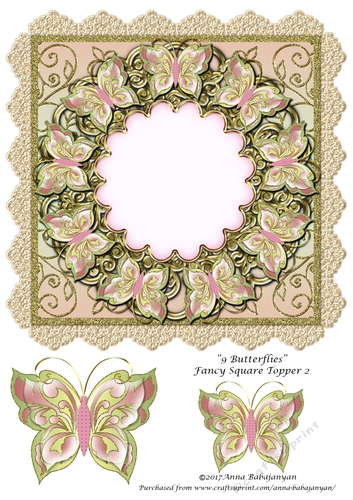 9 Butterflies Fancy Square Topper 2