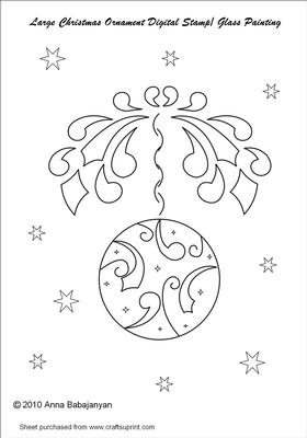 Large Christmas Ornament Digital Stamp/ Glass Painting