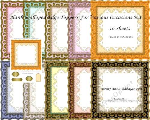 Blank Scalloped Edge Toppers For Various Occasions Kit