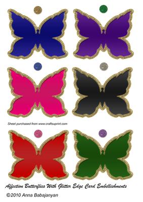 Affection Butterflies with Glitter Edge Card Embellishments