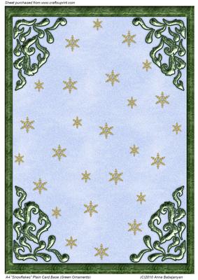 A4 "snowflakes" Plain Card Base (green Ornaments)