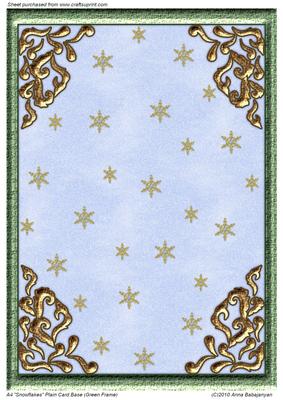 A4 "snowflakes" Plain Card Base (green Frame)