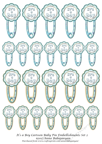 Its a Boy Cartoon Baby Pin Embellishments Set 2