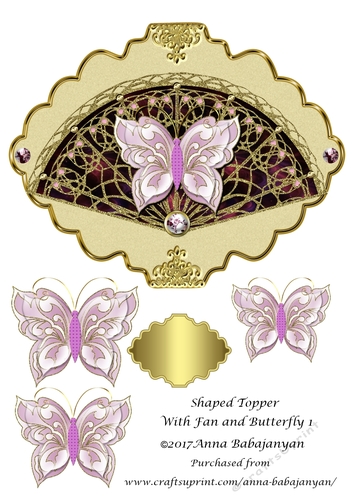 Shaped Topper With Fan and Butterfly 1