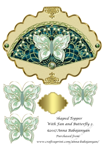 Shaped Topper With Fan and Butterfly 2