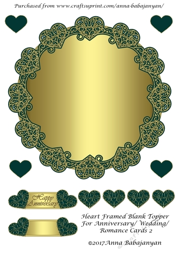 Heart Framed Blank Topper For Anniversary/ Wedding/ Romance Cards 2