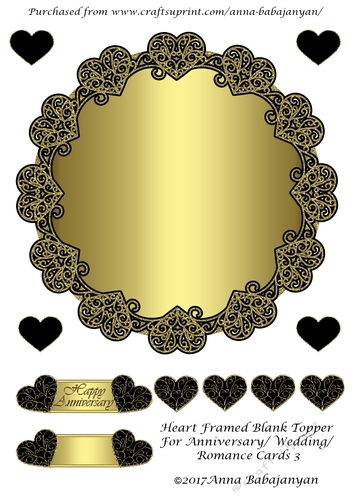 Heart Framed Blank Topper For Anniversary/ Wedding/ Romance Cards 3