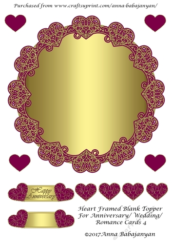 Heart Framed Blank Topper For Anniversary/ Wedding/ Romance Cards 4