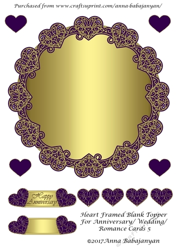 Heart Framed Blank Topper For Anniversary/ Wedding/ Romance Cards 5