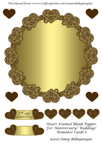 Heart Framed Blank Topper For Anniversary/ Wedding/ Romance Cards 6
