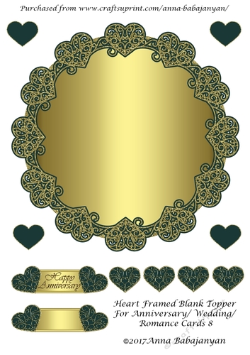 Heart Framed Blank Topper For Anniversary/ Wedding/ Romance Cards 8