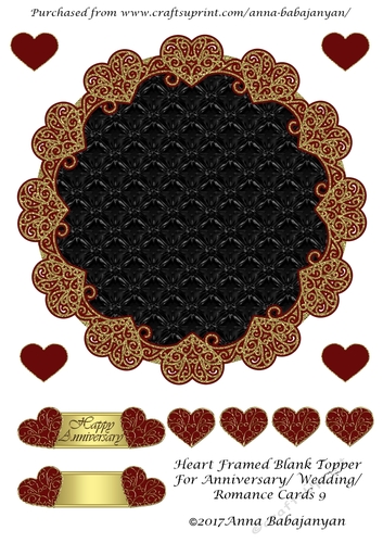 Heart Framed Blank Topper For Anniversary/ Wedding/ Romance Cards 9