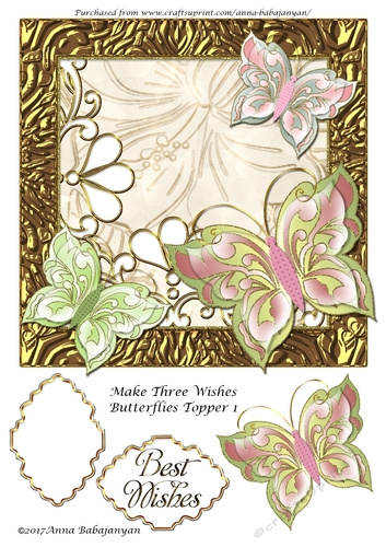 Make Three Wishes Butterflies Topper 1