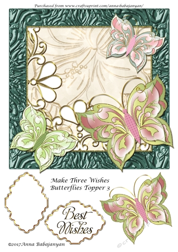 Make Three Wishes Butterflies Topper 3