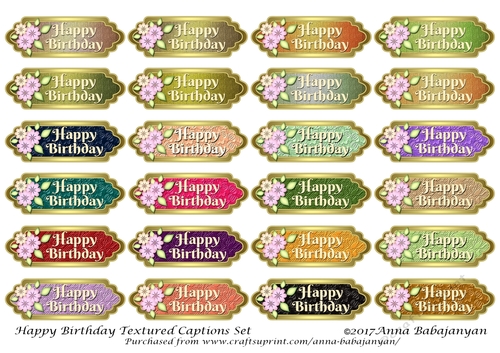 Happy Birthday Textured Captions Set
