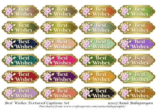 Best Wishes Textured Captions Set