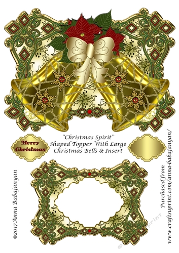 Christmas Spirit Shaped Topper With Large Christmas Bells & Insert