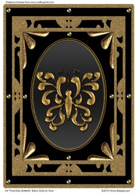 A4 "frost-dew Butterfly" Black Gold on Oval