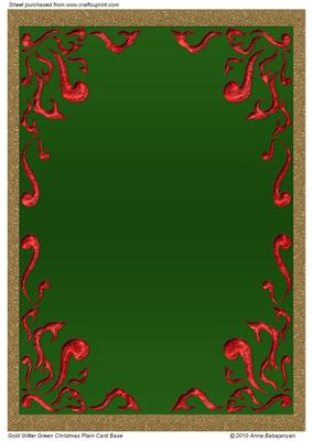 Gold Glitter Green Christmas Plain Card Base
