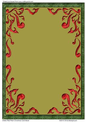Green Red Plain Christmas Card Base