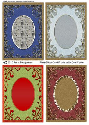 Plain Glitter Card Fronts with Oval Center