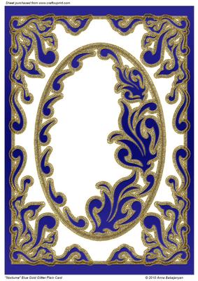 Nocturne Blue Gold Glitter Plain Card