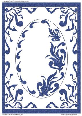 Nocturne Blue Glitter Plain Card
