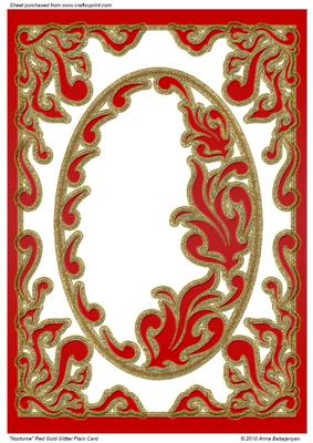 Nocturne Red Gold Glitter Plain Card