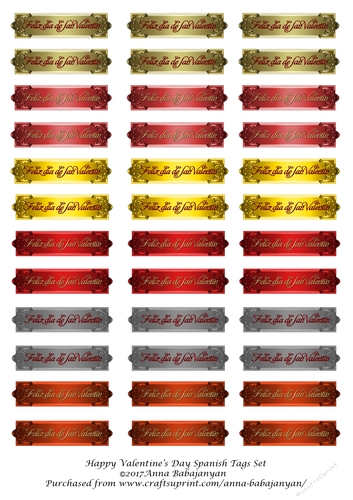 Happy Valentines Day Spanish Tags Set