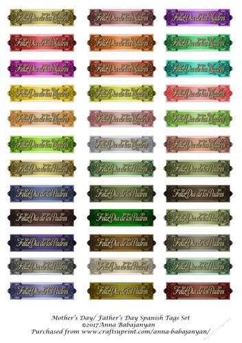 Mothers Day/ Fathers Day Spanish Tags Set