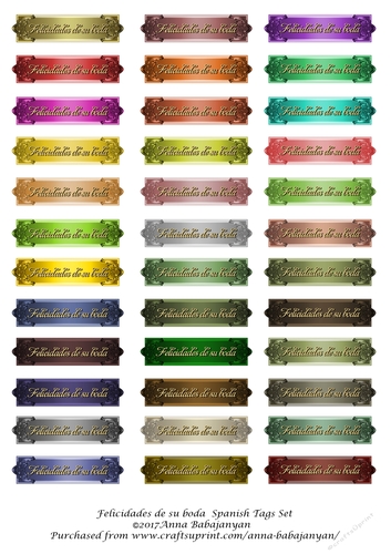 Felicidades de su boda  Spanish Tags Set