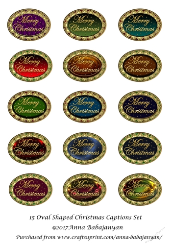 15 Oval Shaped Christmas Captions Set