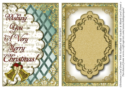 Christmas Card Front With Scalloped Side Stacker & Blank Card Front 2