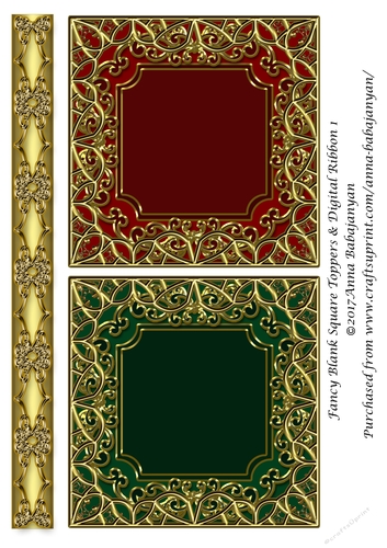Fancy Blank Square Toppers & Digital Ribbon 1