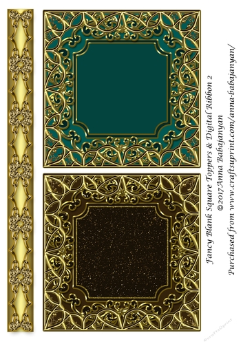 Fancy Blank Square Toppers & Digital Ribbon 2