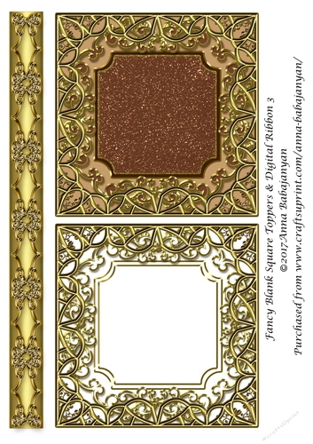Fancy Blank Square Toppers & Digital Ribbon 3