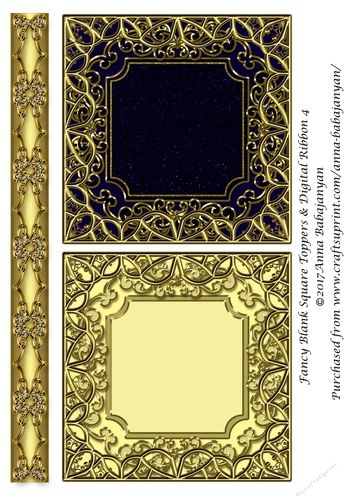 Fancy Blank Square Toppers & Digital Ribbon 4