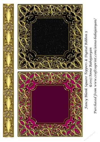 Fancy Blank Square Toppers & Digital Ribbon 5