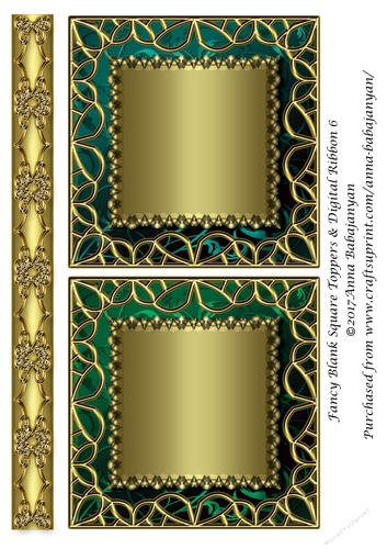 Fancy Blank Square Toppers & Digital Ribbon 6
