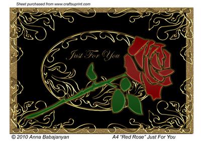 A4 Red Rose Just for You