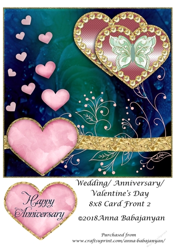 Wedding Anniversary Valentines Day 8x8 Card Front 2