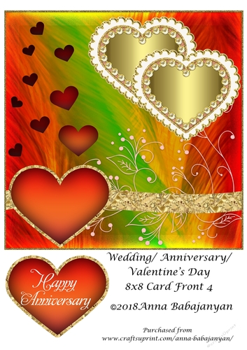 Wedding Anniversary Valentines Day 8x8 Card Front 4