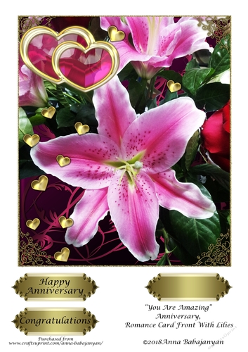 You Are Amazing Anniversary Romance Card Front With Lilies