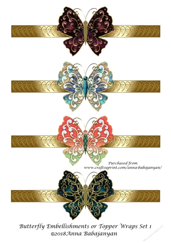 Butterfly Embellishments or Topper Wraps Set 1