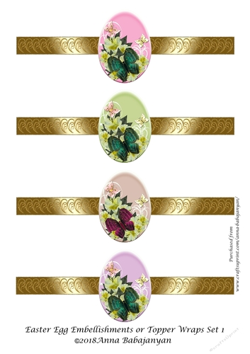 Easter Egg Embellishments or Topper Wraps Set 1