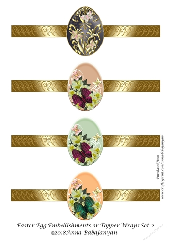 Easter Egg Embellishments or Topper Wraps Set 2