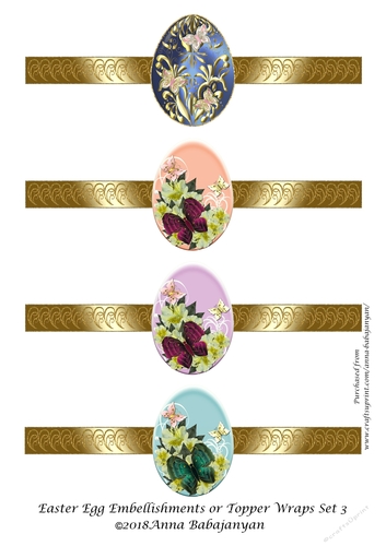 Easter Egg Embellishments or Topper Wraps Set 3